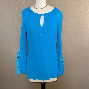 Stunning Turquoise Dana Buchman Turquoise Keyhole Long-Sleeve Tunic